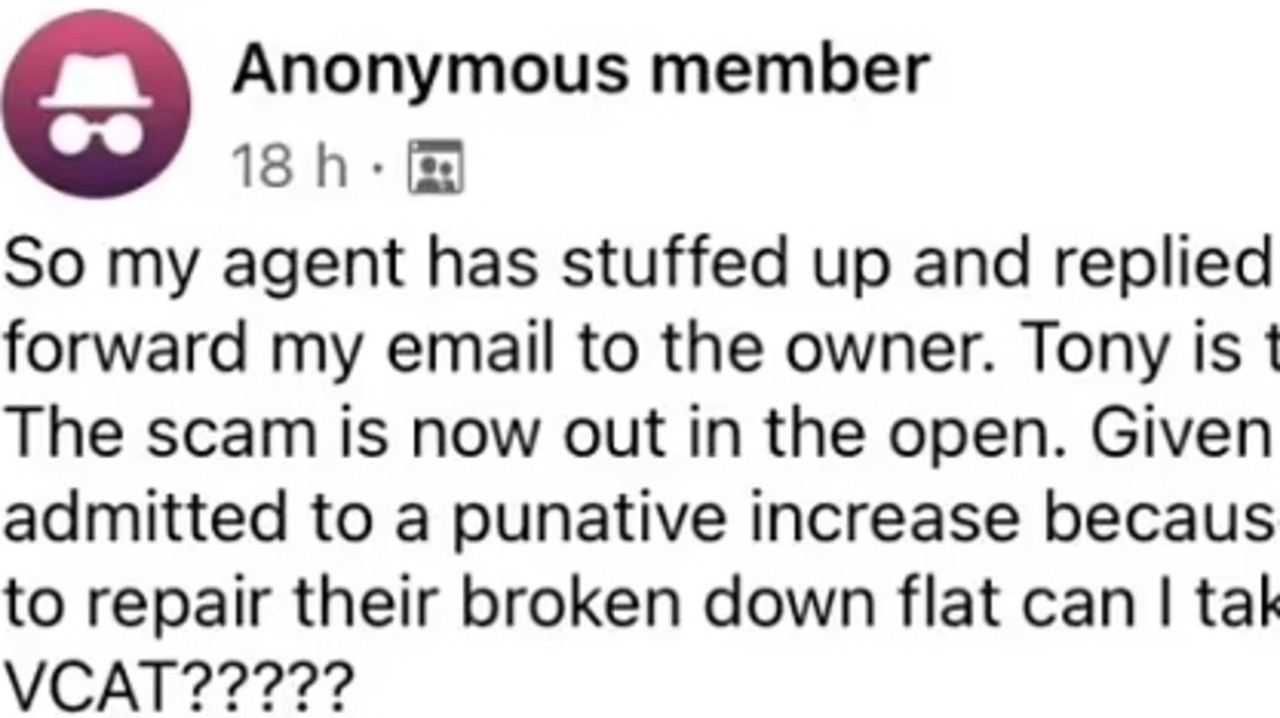 A Victorian tenant has shared an email accidentally sent to him by his real estate agent. Picture: Facebook / Don't Rent Me