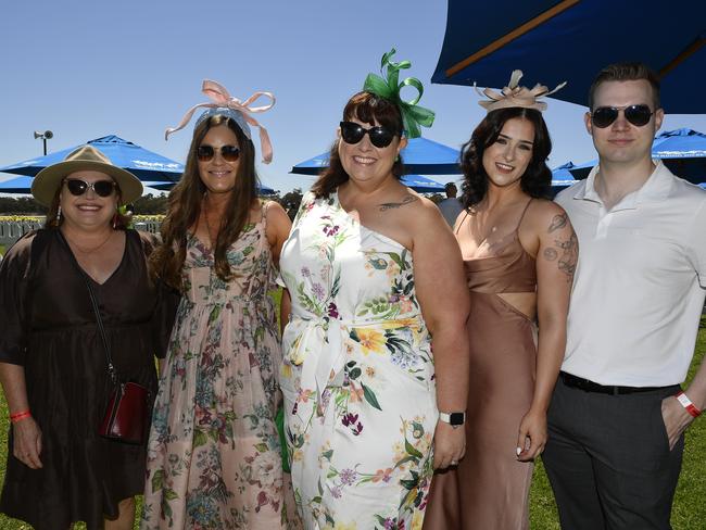 Apiam Bendigo Cup was held at Bendigo Racecourse, Bendigo, Victoria, on Wednesday, October 30th, 2024. Pictured enjoying the horse racing carnival are Kelli,Melissa, Bonny, Jana, Sam. Picture: Andrew Batsch