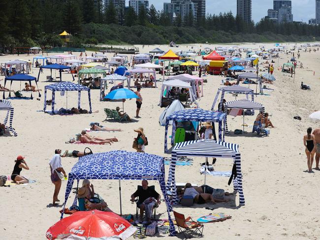 Crowds flocked to Burleigh to enjoy enjoy some Australia Day fun. Picture: Adam Head