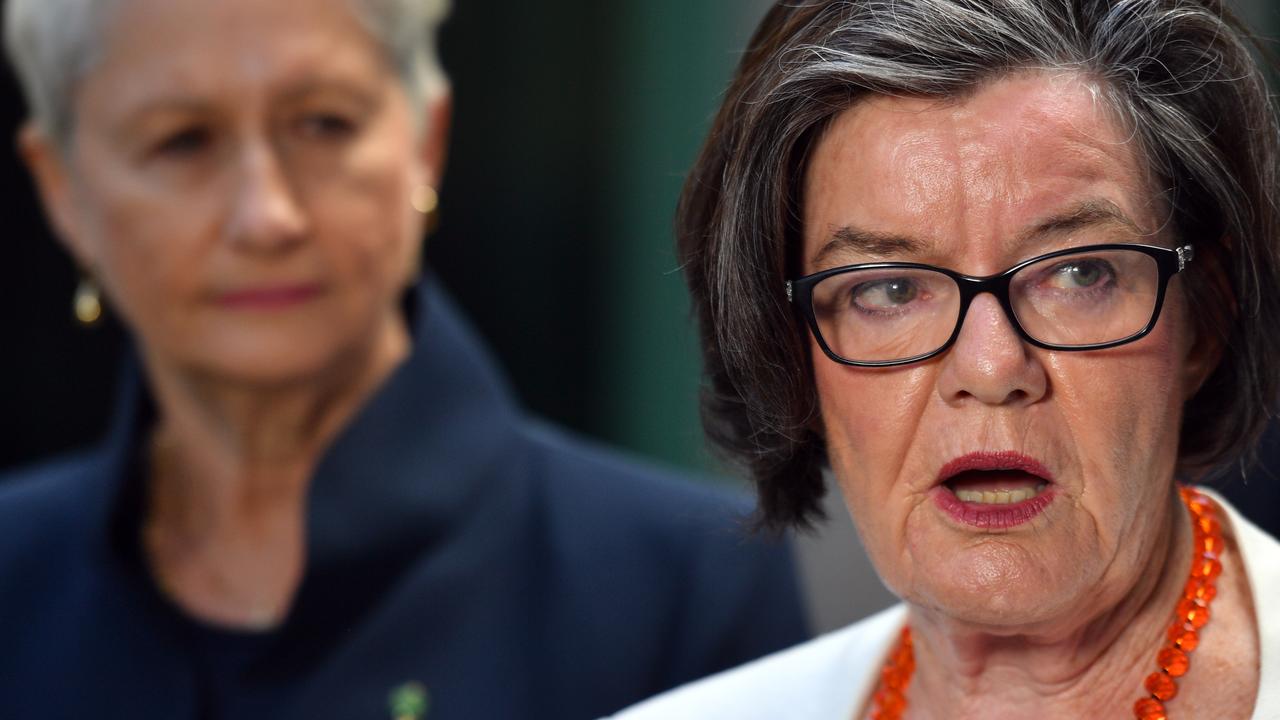 That’s Cathy McGowan in the foreground, and new MP Kerryn Phelps in the background. Picture: AAP/Mick Tsikas