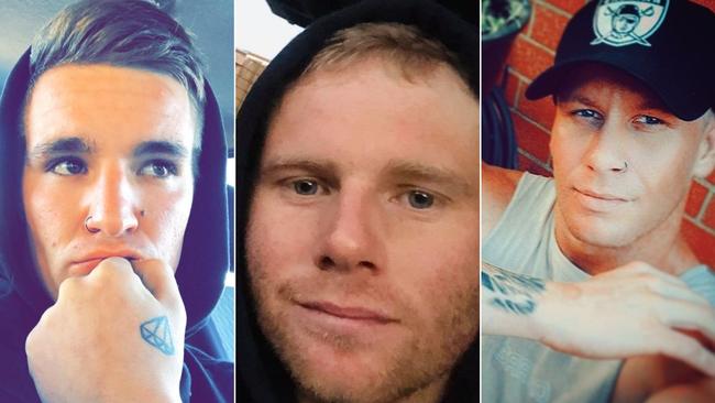 Jacob James Bolton, Mark Anthony Flack and Zachary Shane Wood have been remaded in custody for their alleged drug supply roles across Wagga. Pictures: Facebook