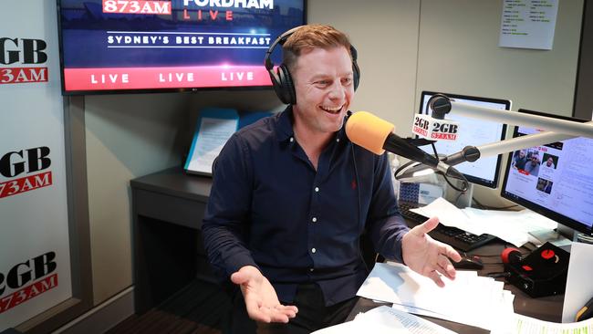 2GB radio host Ben Fordham in his Sydney studio. Picture: John Feder