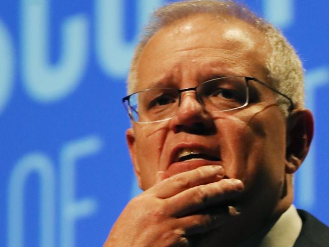 MELBOURNE, AUSTRALIA - NewsWire Photos, NOVEMBER 10, 2021. Prime Minister Scott Morrison addresses the Victorian Chamber of Commerce and Industry. Picture: NCA NewsWire / David Crosling