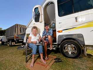 Judy Mason and John Smith set up camp in Mackay. Picture: Stuart Quinn