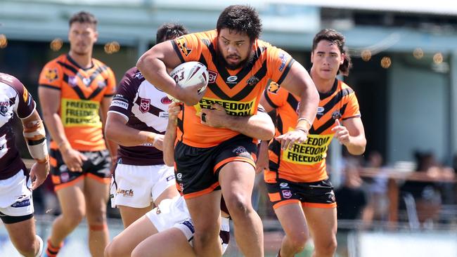 Photos from the opening round of the RLGC A-Grade 2022 season at Tugun RLFC. Southport vs Burleigh. Denzal Ngati. 27 March 2022 Bilinga Picture by Richard Gosling