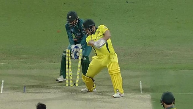 Another Aussie innings, another Aussie collapse ... Australia has been bowled out for just 89 in the first T20 against Pakistan. Photo: Fox Sports