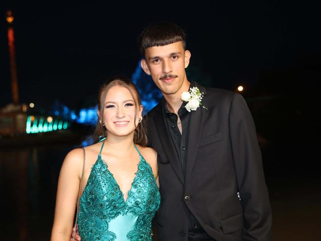 Jorja Park and Zaid Warner at the Southport State High School Formal at SeaWorld. Picture, Portia Large.