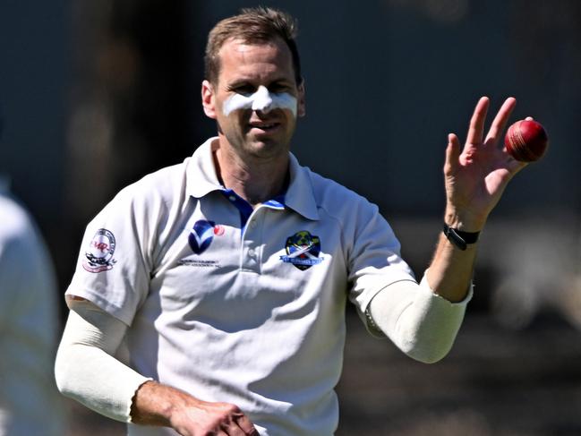 St Bernard's Luke Davis during the VSDCA Spotswood v St Bernard's cricket match in Spotswood, Saturday, March 16, 2024. Picture: Andy Brownbil