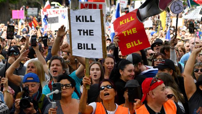 Protesters caused disruptions in Melbourne on Saturday. Picture: AFP