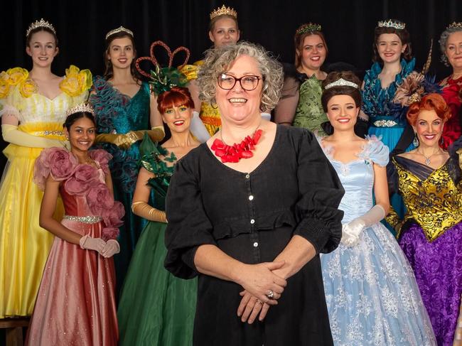 Costume designer Jenni Ansic with the female cast of Cinderella which is showing at the civic theatre in October.