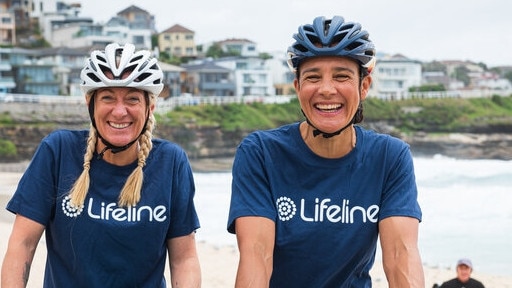 CYCLING 5000KM: Raising funds and awareness for Lifeline is the inspiration behind NSW firefighter Tara Lal (right) and Sarah Davis riding 5,000km across Australia. The pair will arrive in Byron Bay on May 12, 2021.