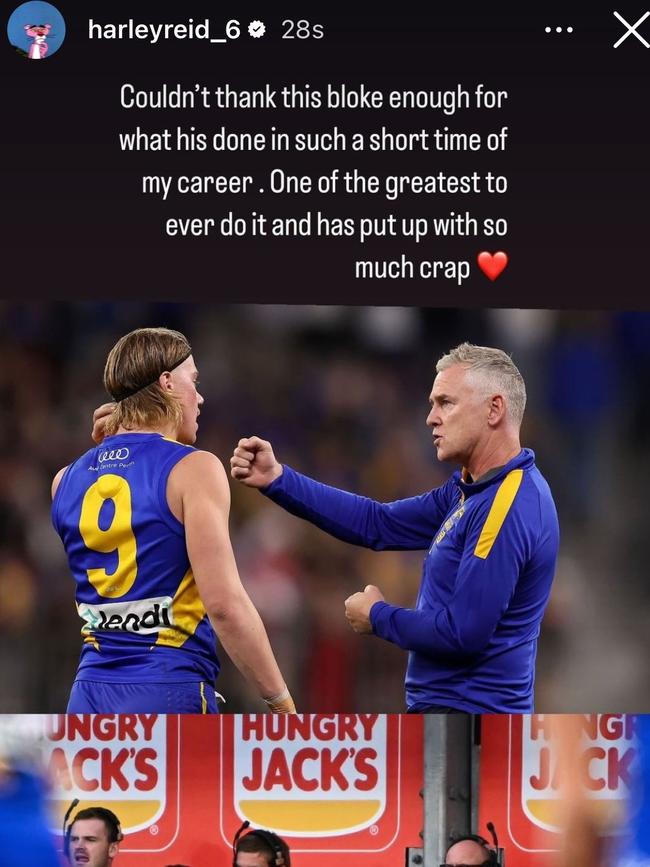 Harley Reid thanks Adam Simpson