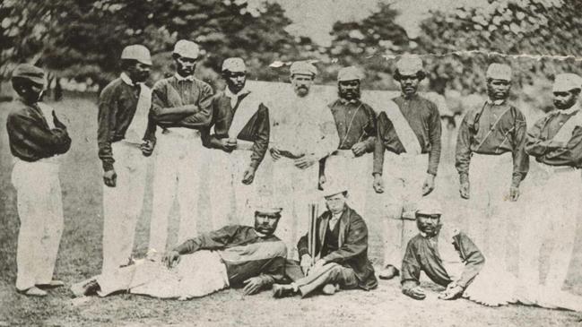 James “Jimmy Mosquito” Couzens (Fiona's great-great grandfather),(4th from left)  he is standing next to coach and captain Charles Lawrence (an ex all-England cricketer). Australian Aboriginal cricket team in England 1868