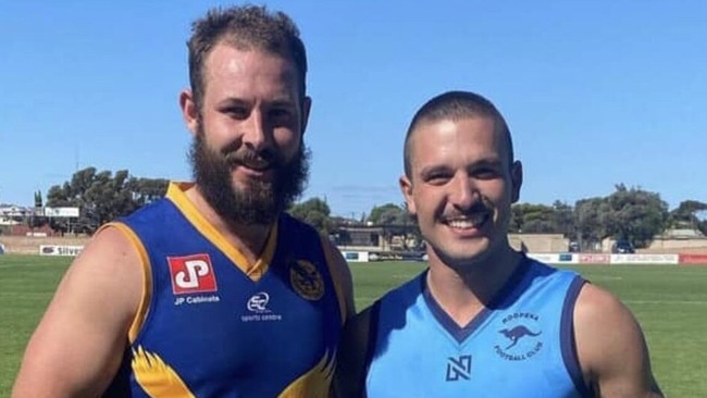 Michael Mazey (left) with country footy gun Clayton Mesecke. Picture: Facebook