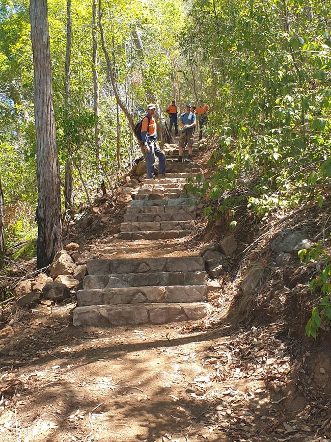 Mount Perry Summit Walk: A section of trail with Gidarjil Trainees and MPCDB members.