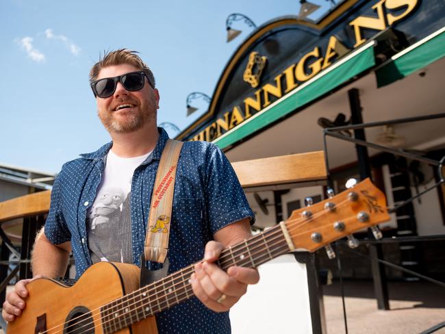 Darwin musicians are eagerly awaiting the re-opening of pubs so they can get back on stage and start earning a crust. Mark Usher will be first on stage when the pubs open their doors.Picture: Che Chorley