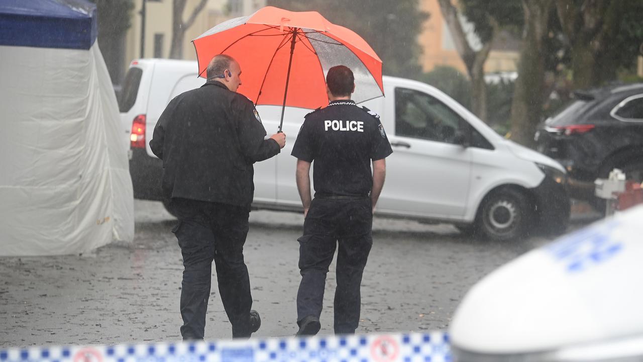 Police remained on the scene on Wednesday morning. Pic: John Gass