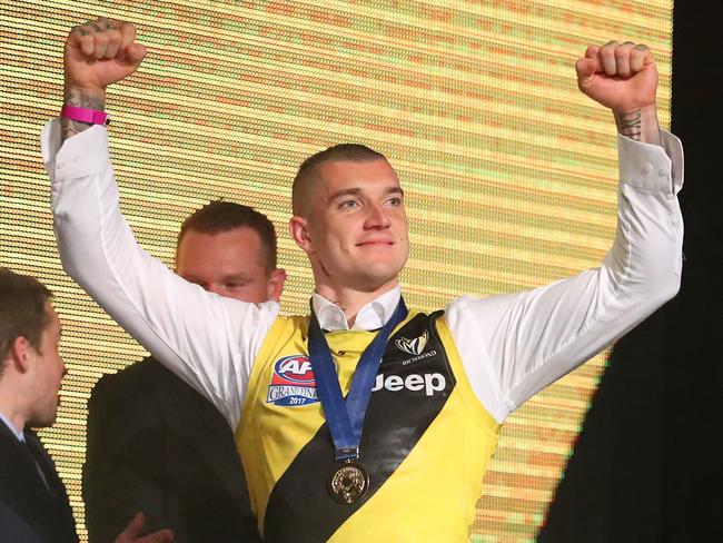 Dustin Martin celebrates at Crown. Picture: Getty Images