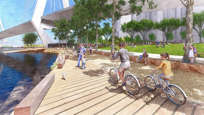 The park will feature a cycleway and walkways.