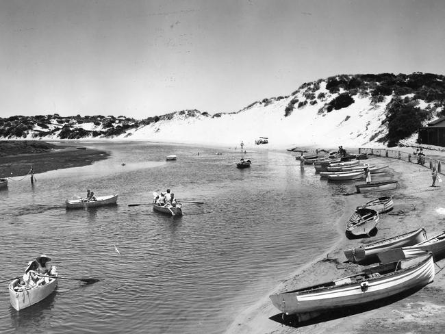 Boats for hire on the Onkaparinga River at Port Noarlunga.