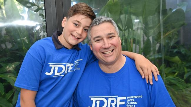 Julian McLeod (left) with dad Damian McLeod.