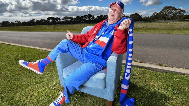88 year-old Bulldogs fan Clive Mitchell has been a member of the club since 1934 and can't wait to see his team play in Saturday's AFL Grand Final. Picture: Nigel Hallett