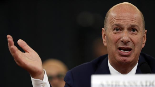 U.S. Ambassador to the European Union Gordon Sondland testifies before the House Intelligence Committee on Capitol Hill. Picture: AP