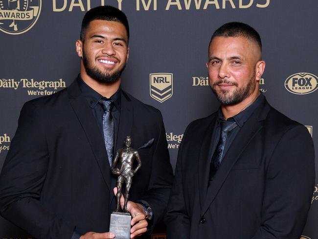 NRL-Dally M'S at the Horden Pavilion Payne Haas pictured with his father gregor Haas  . Photograph: NRL Photos/Gregg Porteous