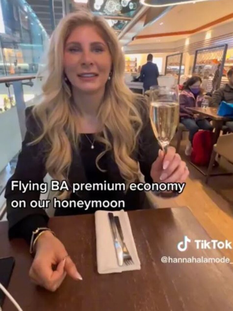 Hannah said the passenger’s feet ‘smelled’ during the flight. Picture: TikTok/hannahalamode