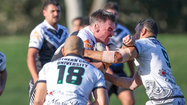 Luke Douglas charging into the Lower defence. Picture: DC Sports Photography