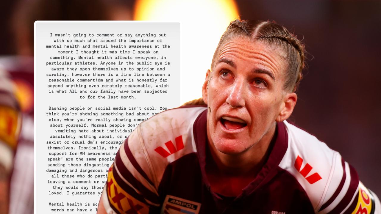 Maroons star’s wife issues plea to end online abuse