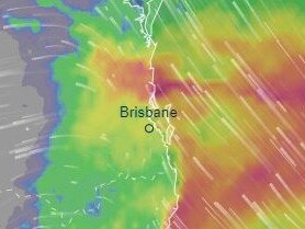 Torrentail rain is expected over Brisbane and large parts of South East Queensland from Tuesday. Picture: Ventusky