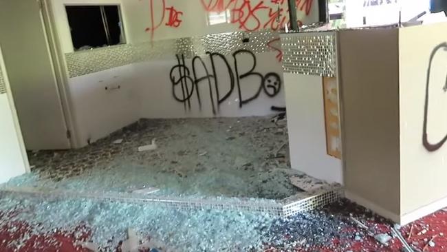 The bathroom of the derelict Big Brother Photo: YouTube - Skye Wheatley