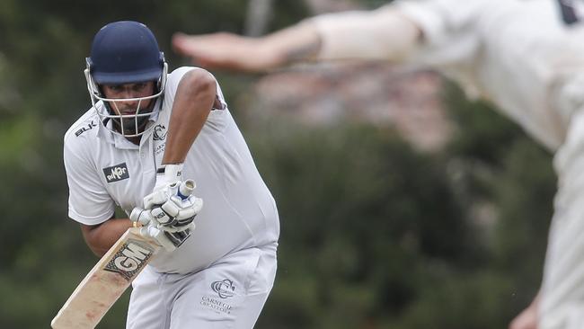 Abhi Sharma at the creases for Carnegie. Picture: Valeriu Campan