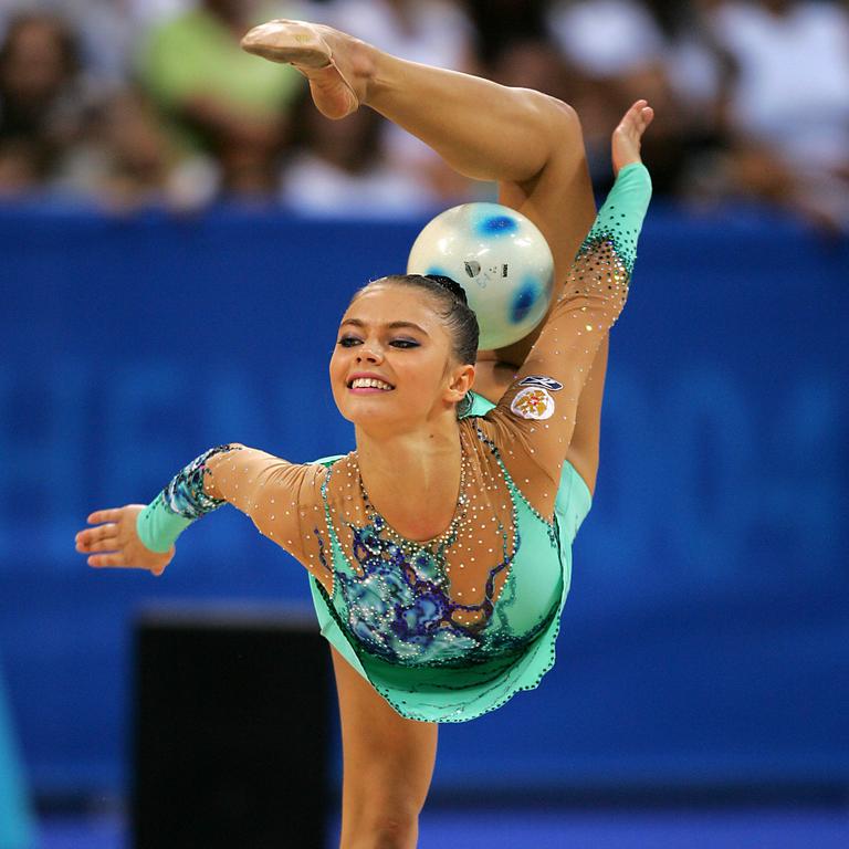 Gymnast Alina Kabaeva performs during the 2004 Olympic Games in Athens