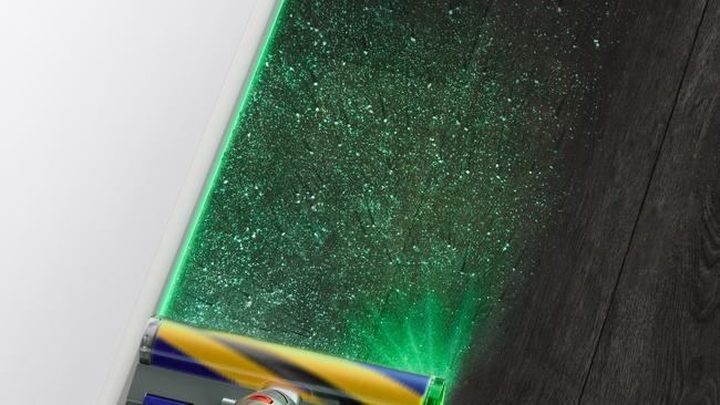 The green laser light is supposed to highlight the dust and show you where you haven’t vacuumed, but I didn’t find it useful.