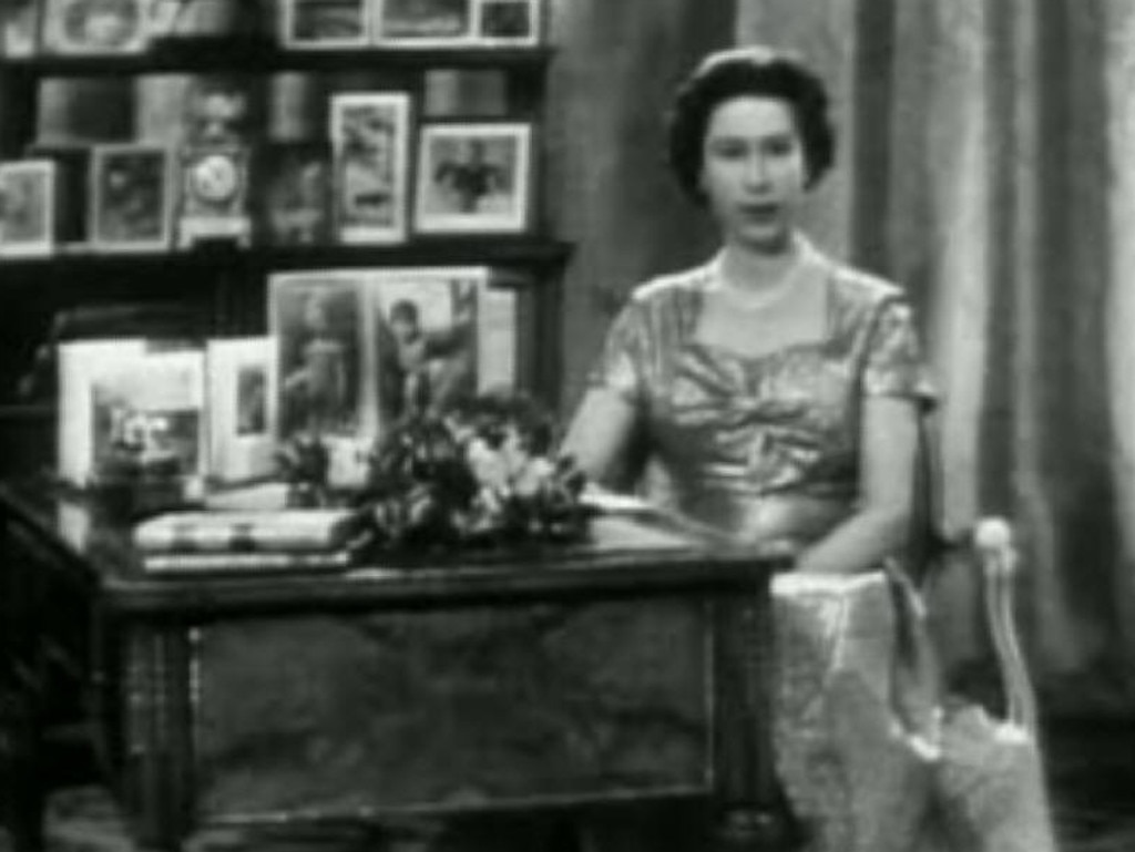 Her Majesty’s first televised Christmas message in 1957. Picture: The Royal Channel/YouTube