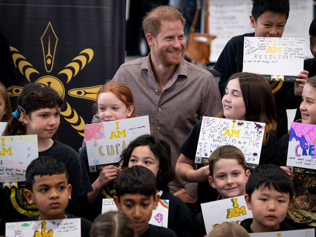 The Duke of Sussex showed his paternal side during the event. Picture: Getty Images