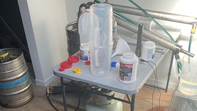 A clandestine drug laboratory uncovered during police raids on suspected Hells Angels members. Picture: Supplied