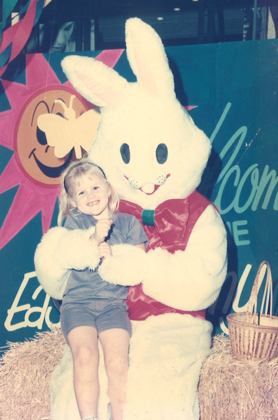 Keyra Steinhardt enjoys a photo with the Easter bunny.