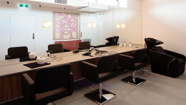 The make-up and hairdressing room dubbed “the panel beaters” at Carman’s headquarters.