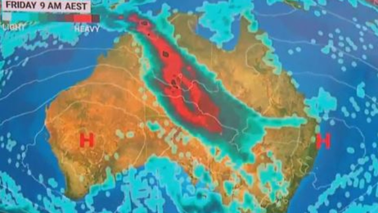 While the outlook is still uncertain, the rain band could move into NSW and parts of Queensland later next week. Picture: Sky Weather