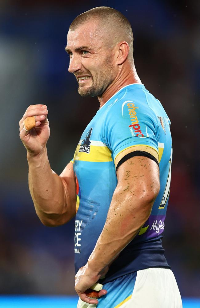 Kieran Foran is doing everything he can to keep the Titans in the game. (Photo by Chris Hyde/Getty Images)