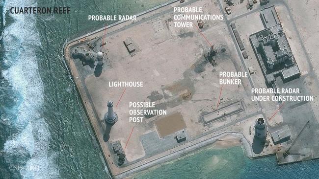 The northern section appears to have under-construction radar, a bunker and a lighthouse. Picture: CSIS Asia Maritime Transparency Initiative/DigitalGlobe