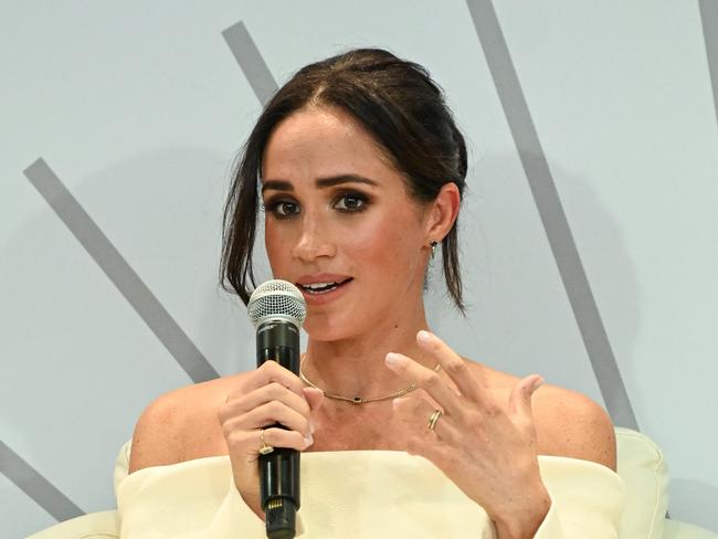 NEW YORK, NEW YORK - OCTOBER 10: Meghan, Duchess of Sussex speaks onstage at The Archewell Foundation ParentsÃ¢â¬â¢ Summit: Mental Wellness in the Digital Age during Project Healthy Minds' World Mental Health Day Festival 2023 at Hudson Yards on October 10, 2023 in New York City. (Photo by Bryan Bedder/Getty Images for Project Healthy Minds)