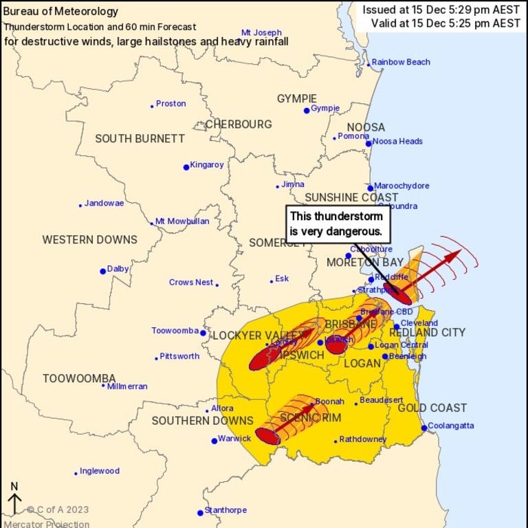 Four storms moved through Brisbane and surrounding cities on Friday. Picture: BOM.