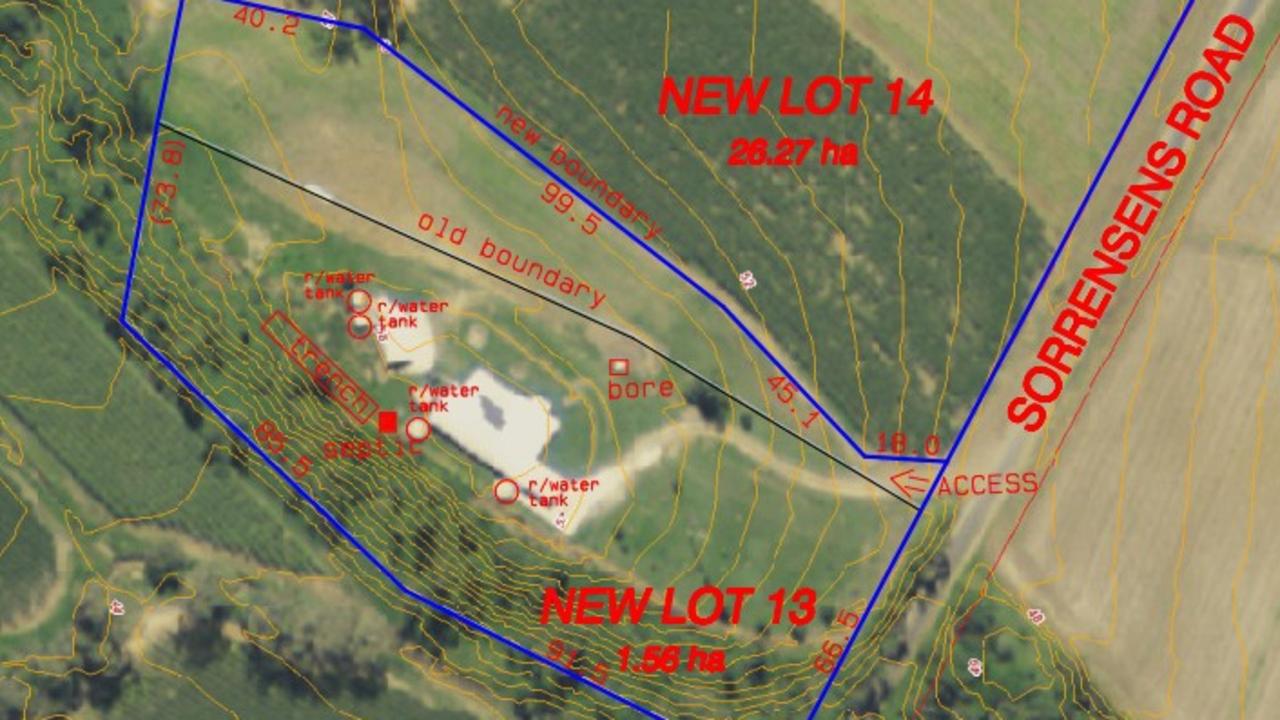 Layout of the proposed boundary realignment between two parcels of land sectioned between Sorensens Rd and the Bruce Highway at Kuttabul.