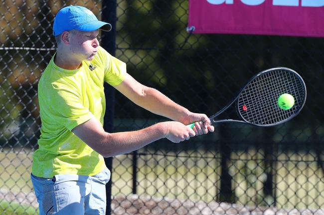 Action from the International Tennis Federation junior tournament at KDV on the Gold Coast. Picture: Tertius Pickard