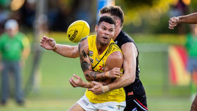 Brandan Parfitt as Southern Districts took on the Nightcliff Tigers in the 2024-25 NTFL men's semi-final. Picture: Pema Tamang Pakhrin