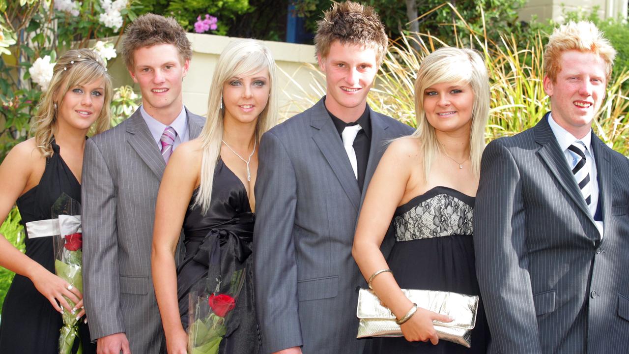 School leavers dinner (formal), MacKillop College at Laetare Gardens, from left Sophie Cleaver, Jacob Gaul, Nikki Teders, Isaac Gaul, Lauren Sutton and Josh Green